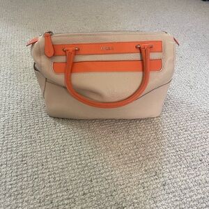 Furla Beige and Orange Bag with hidden side pocket